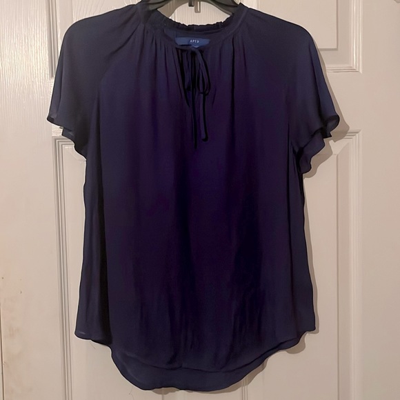 Alt 9- Purple Blouse w/ Neck Tie - Picture 1 of 4